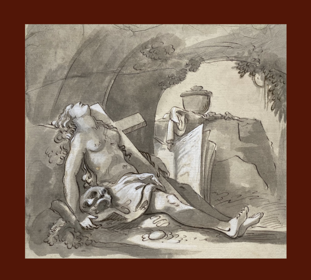 La Passion de Marie-Madeleine, dessin ancien italien, plume et lavis brun