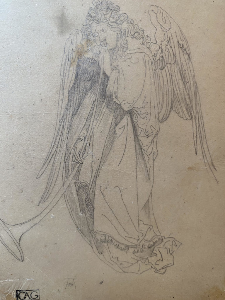 Gastine, Ange de l'Apocalypse, Albrecht Dürer, dessin ancien 19e, master drawing