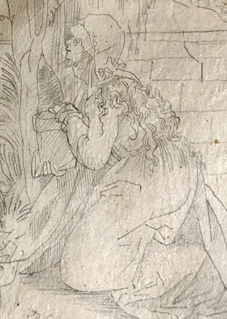 Noli me Tangere, Gastine, détail Marie-Madeleine, dessin ancien