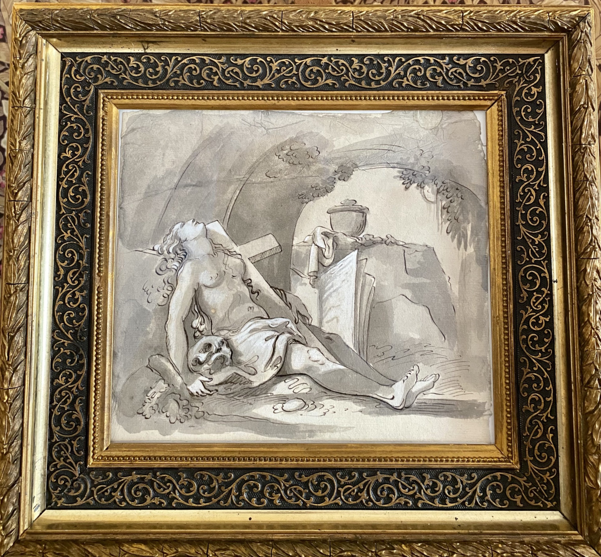 La Passion de Marie-Madeleine, dessin ancien italien bolonais XVIIIe, old master drawing