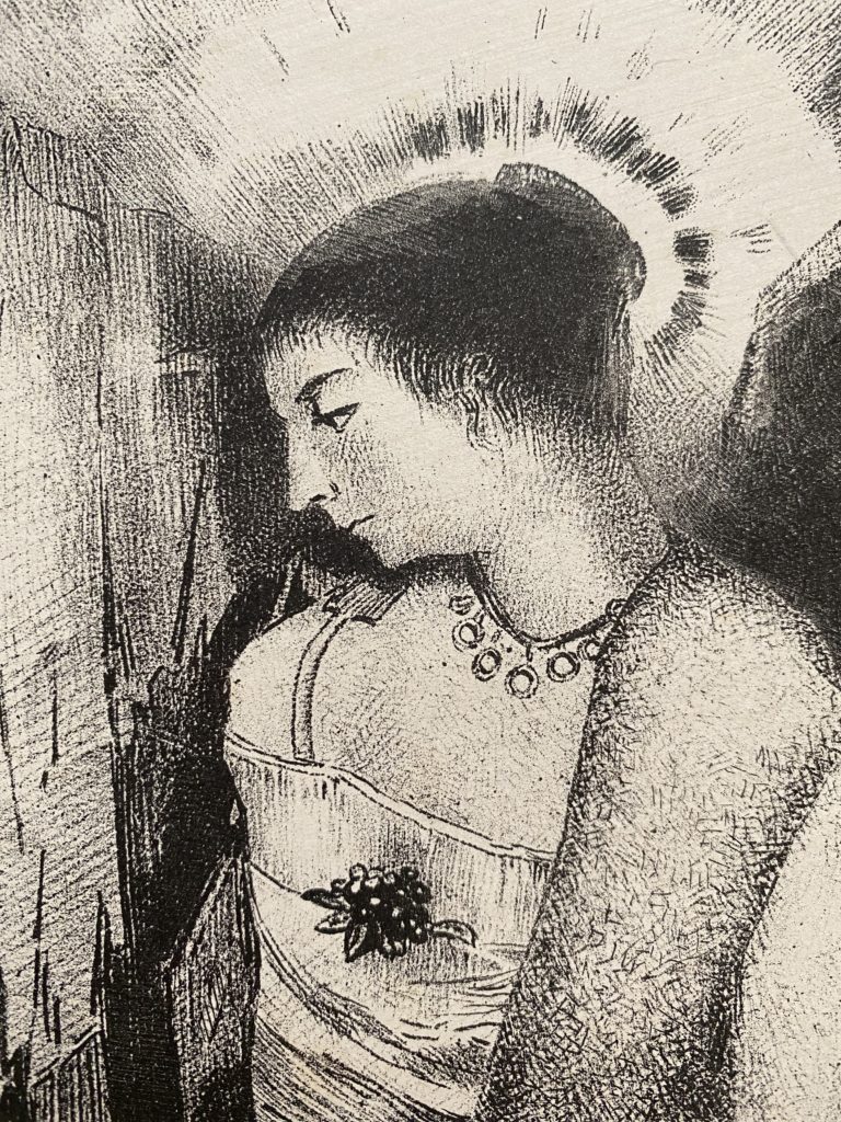Odilon Redon, L'Indéenne des Montagnes, La Tentation de Saint-Antoine, Gustave Flaubert, lithographie détail