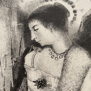 Odilon Redon, L'Indéenne des Montagnes, La Tentation de Saint-Antoine, Gustave Flaubert, lithographie détail