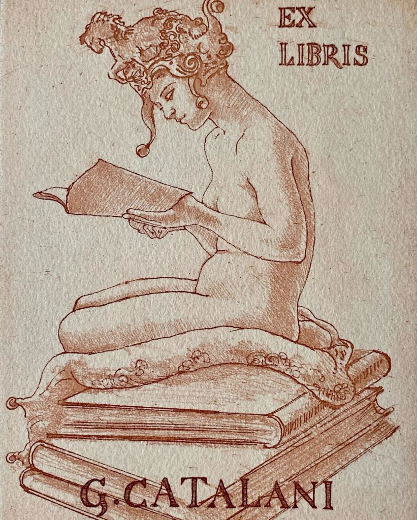 Armand Rassenfosse, La Folie lettrée, Ex Libris Catalini, 1900 détail close