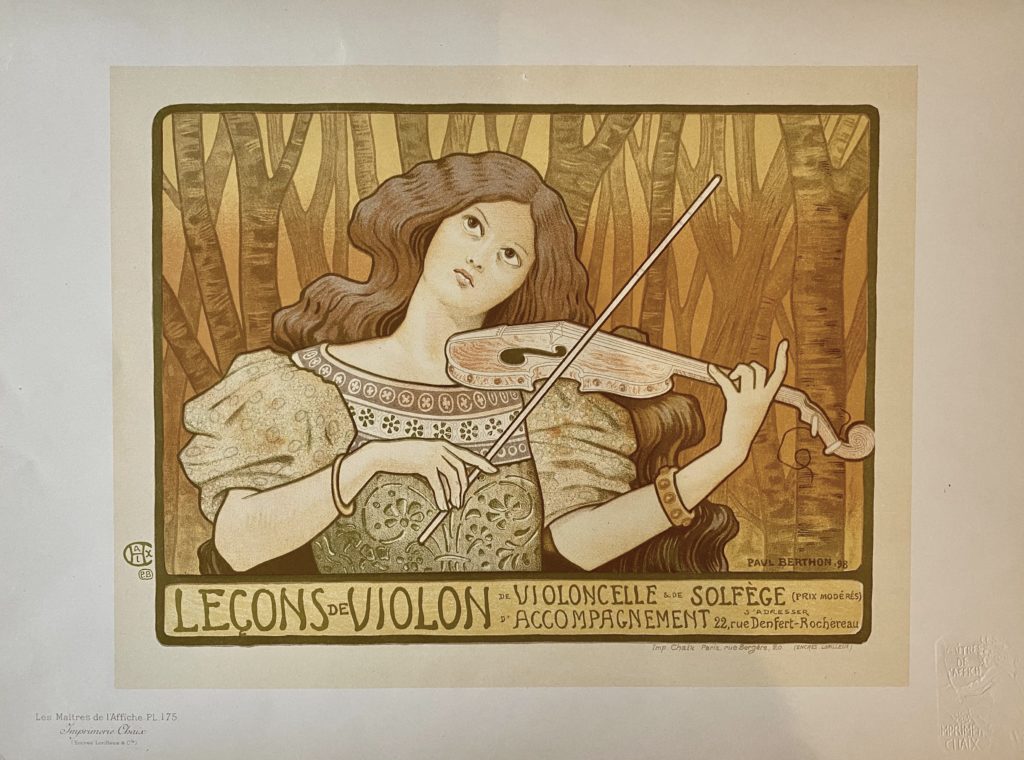 Paul Berthon, Leçons de Violon, Affiche Art Nouveau 1900 Paris