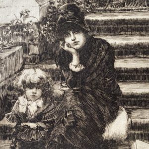 Rêverie, 1881, James TISSOT, eau forte impressioniste french art