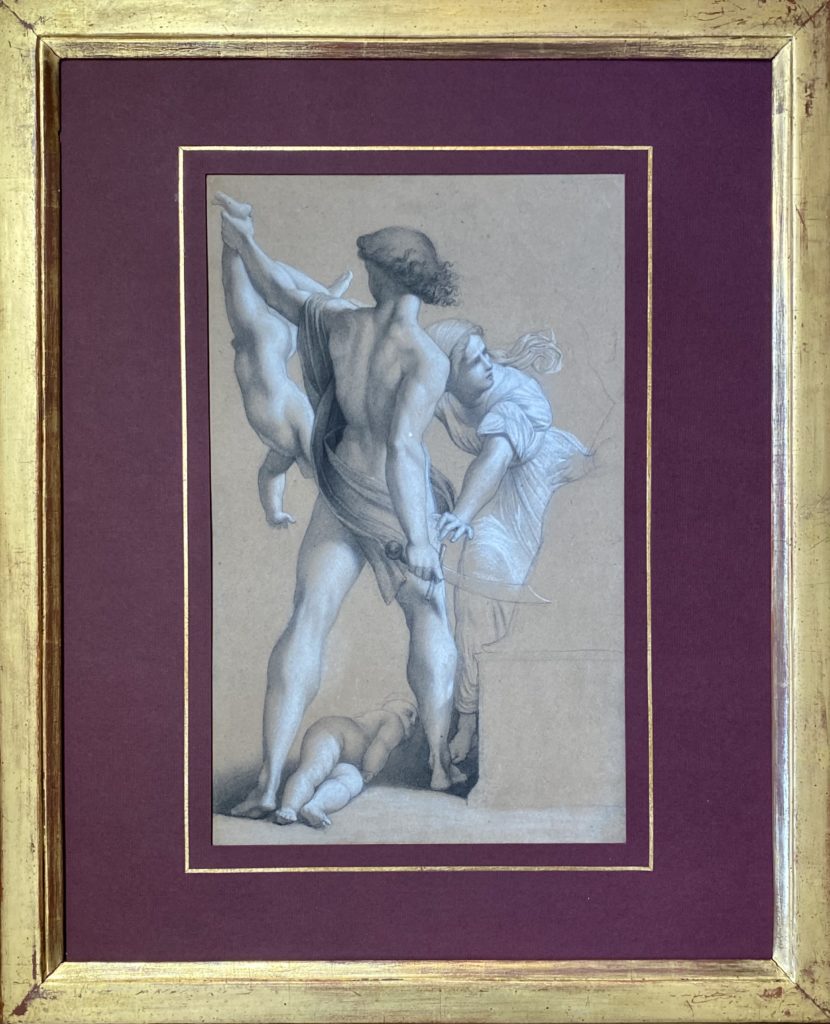 GASTINE, Jugement de Salomon, dessin XIX francais d'après Raphaël, Vatican