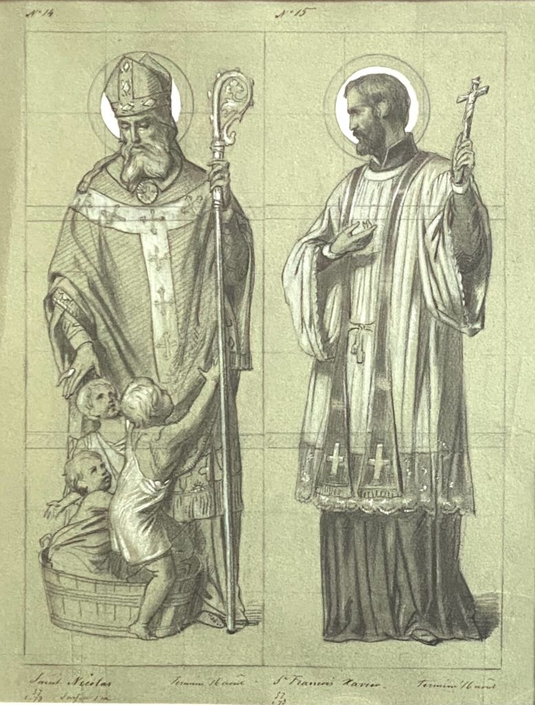 Edmé Fontaine, dessin religieux parisien XIXe, saint nicolas saint francois xavier