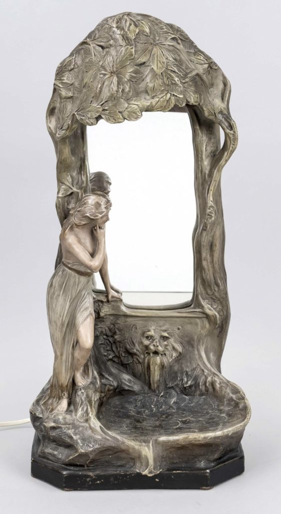 Mirroir Viennois sculpture femme art nouveau 