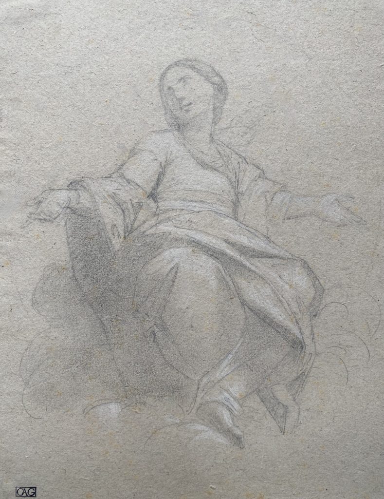 Camille Auguste GASTINE, Déposition, dessin ancien 1850, Paris