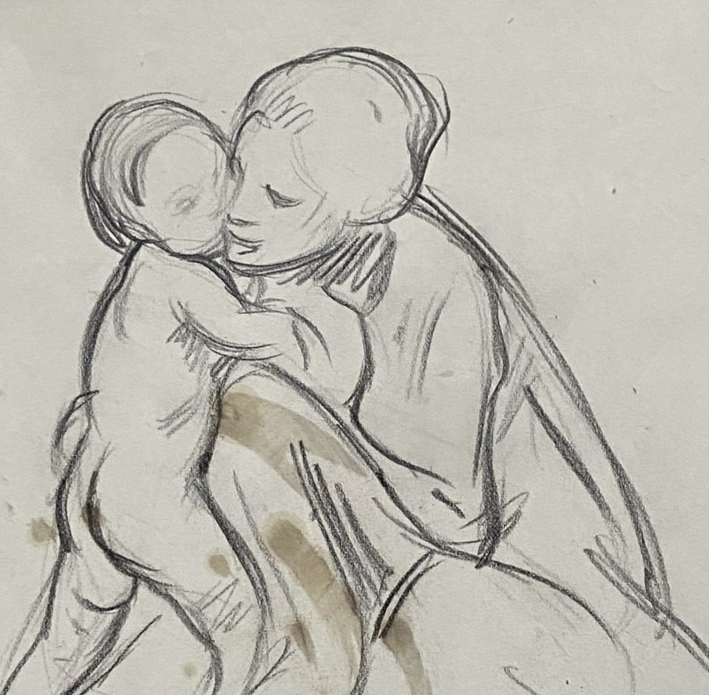 Camille Auguste GASTINE, Déposition, dessin ancien 1850, Paris Prouvé - Maternité
