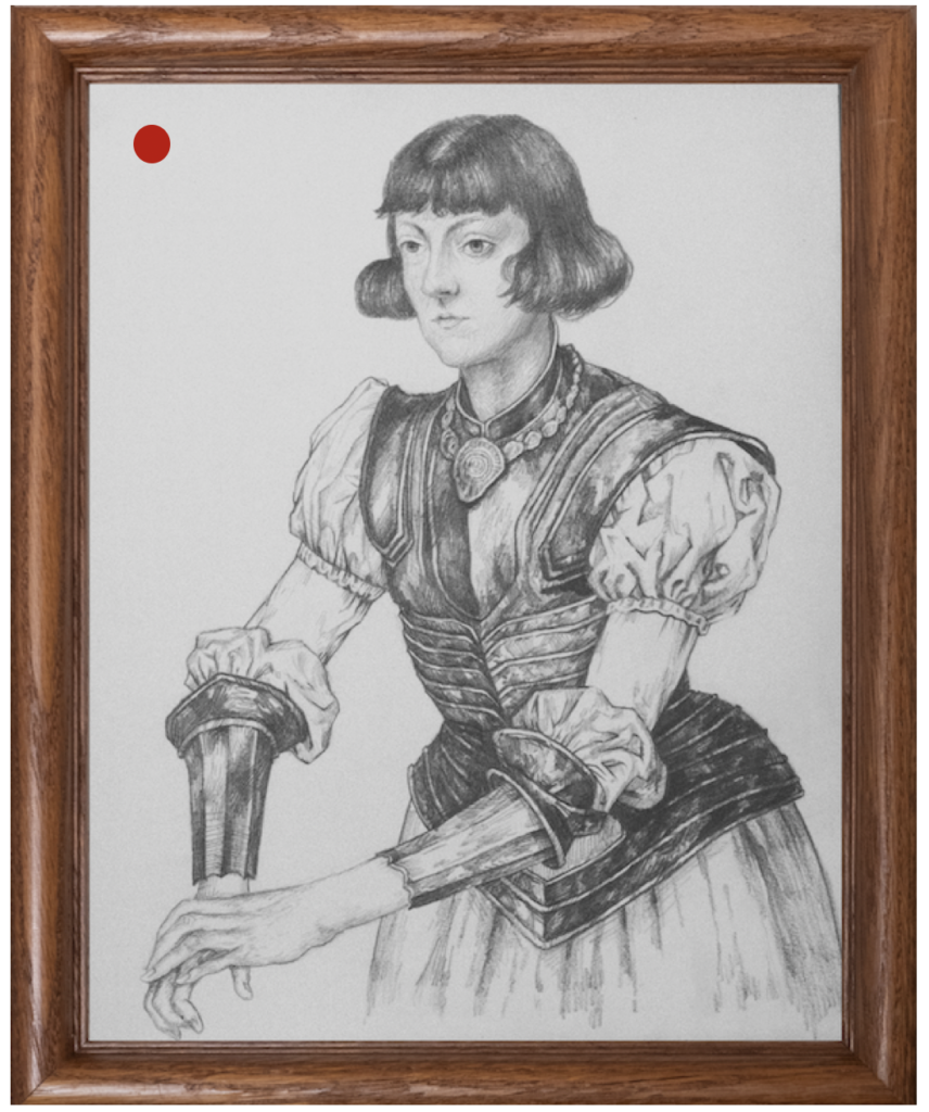 Aimée Flandrin, Gastine, portrait 19e, dessin ancien, cadre napoléon III Elen BEZHEN, Jeanne d'Arc