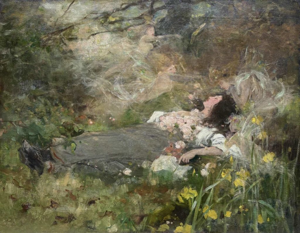 Titania reine des fées, école préraphaélite 1900 